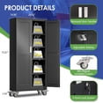 thumbnail image 3 of 71" Tall Metal Garage Storage Cabinet with Wheels and Locking Doors and Tall Rolling Steel Tool Cabinet with 4 Adjustable Shelves for Garage,Home,Office,Shop (Black), 3 of 14