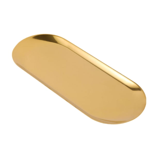 Bandeja para servilletas y toallas, bandeja decorativa ovalada para tocador, para artículos pequeños, baratijas y joyas. Oro
