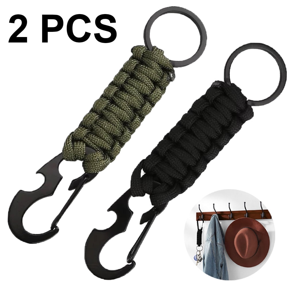 2 Pack Medium Carabiner Keychain for Backpack Belt Camping Survival Kit Orange 