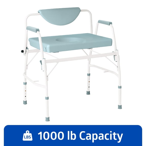 Medline Bariatric Drop-Arm Commode For Elderly and Disabled, Heavy Duty Steel Toilet Chair, 1,000 lb. Weight Capacity