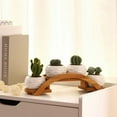 thumbnail image 5 of 4 Pack Ceramic White Succulent Plant Pot with Bamboo Arched Tray, Mini Cactus Planter Flower Pot for Garden Kitchen Home Office Desk Decorations (No Plants Included), 5 of 7