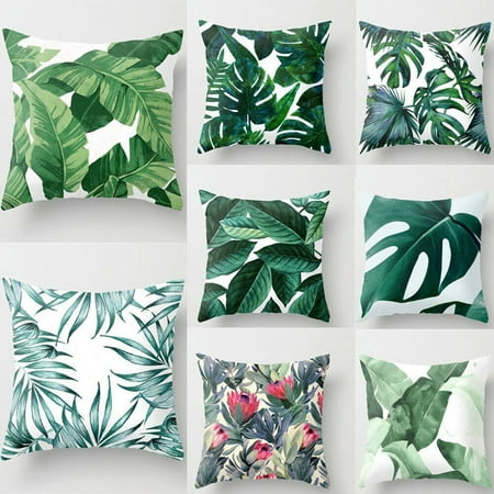 - Green Leaves Pillow Case Cover Throw Sofa Car Cushion Cover Home Decor Polyester