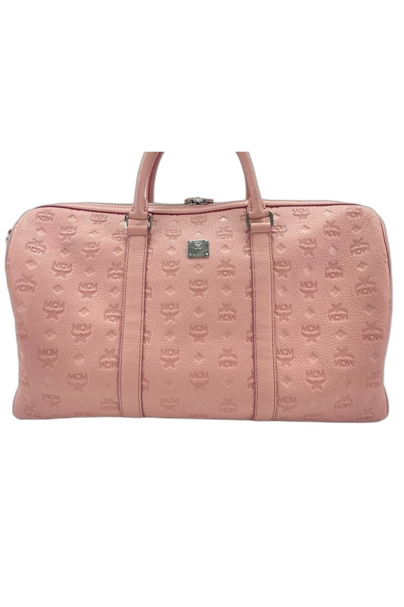 Pre-Owned MCM Weekend Bag Boston Leather Pink