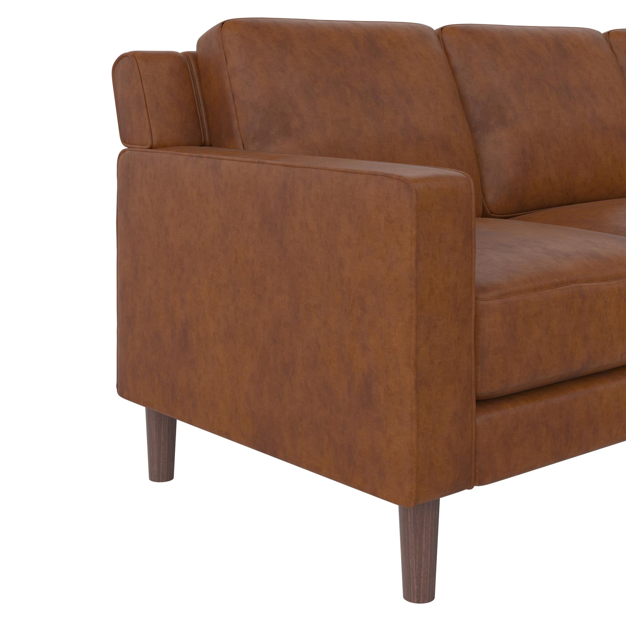 DHP Bryanna 3 Seater Sofa , Camel Faux Leather