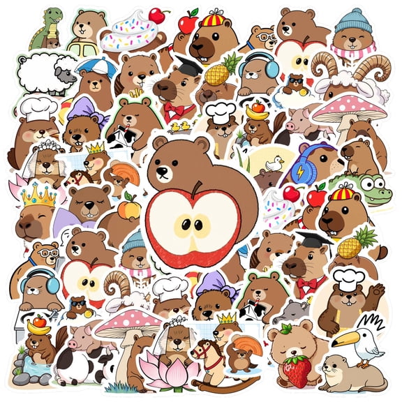 35pcs Adorable Kids Stickers Bear Stationery Funny Animal for Phone Luggage Laptop