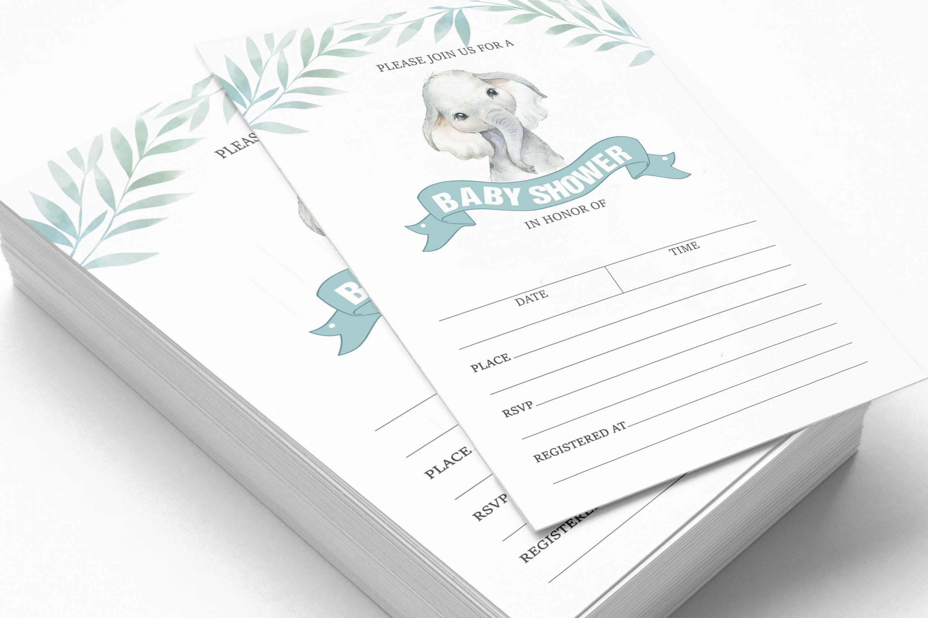 Inkdotpot Set Of 30Baby Shower Invitations-Diaper Raffle Tickets And Baby Shower Book Request Cards Baby Elephant Gender Neutral Invites Its A Boy Its A Girl