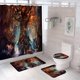 thumbnail image 1 of Juego de cortinas de ducha de Halloween para baño, 4 piezas de juegos de baño de Halloween con alfombras antideslizantes, tapa de inodoro, tapete de baño, cortina de ducha (árbol de la vida),, 1 of 4