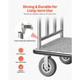 thumbnail image 3 of VEVOR Hotel Luggage Cart, 1200 LBS Load Capacity, Brushed Stainless Steel Finish Bellman's Cart, Valet Cart with Grey Carpeted Deck and 8-inch Rubber Wheels, Ideal for Hotels, Condos, Resorts, Silver, 3 of 9