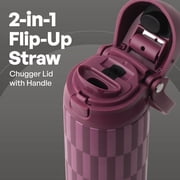 TAL 24oz Stainless Steel 2-in-1 Straw and Chug Water Bottle with Push Lid, Geometric Berry Print