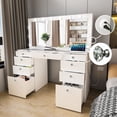 thumbnail image 3 of Boahaus  Makeup Vanity Desk 9 Drawers Glam Glass Top Lighted Crystal Knobs White-Crystal Knobs, 3 of 5
