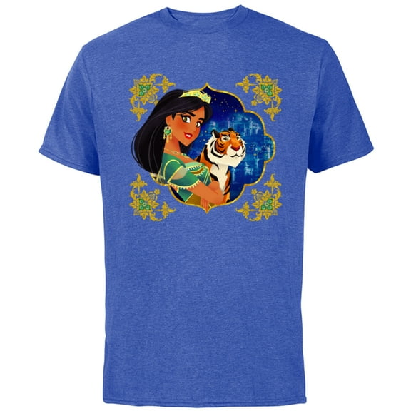 Disney Princess Jasmine and Rajah Stylized - Short Sleeve Cotton T-Shirt for Adults - Customized-Royal Heather