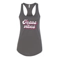 thumbnail image 2 of Wild Bobby, Jesus Vibes Inspirational/Christian Women Racerback Tank Top, Dark Grey, X-Large, 2 of 6