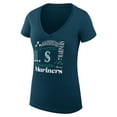 thumbnail image 2 of Women's G-III 4Her by Carl Banks Navy Seattle Mariners Collage Team Graphic V-Neck Fitted T-Shirt, 2 of 5