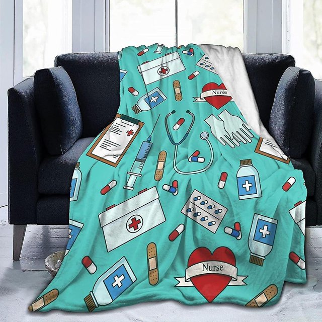 Manta con temática médica LIUXGMXG para enfermeras 50 x 40 pulgadas ultra suave
