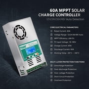 PowMr 60 amp MPPT Solar Charge Controller 48V 36V 24V 12V Auto - Max 160VDC Input, LCD Backlight Solar Charge Controller for Vented Sealed Gel NiCd Lithium Battery【Software Update Version】