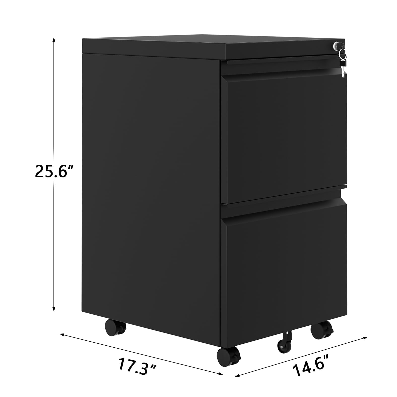 Accreate File Cabinet 2-Drawer on Wheels w/Lock | Under Desk Metal Rolling | Legal/A4/Letter Storage for Home Office