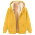 thumbnail image 4 of idosla Zip Up Hoodie Women Fleece Sherpa Lined Jacket Fall Winter Coat Casual Trendy Clothing (Yellow, XL), 4 of 5