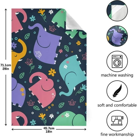

SKYSONIC Elephant Kitchen Dish Towel Set of 4 28 x 18 Inch Super Absorbent Soft Drying Cloth Tea Bar Towels