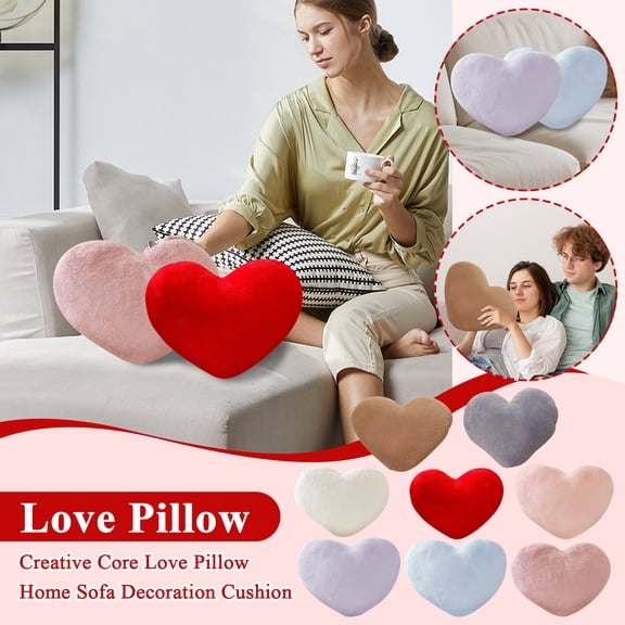 Heart Pillow with Plush Pink Design, 11.8 Inch, Cozy Decorative Throw Pillow for Living Room Sofa and Bedroom Decor, Gift for Her, 1 Pack