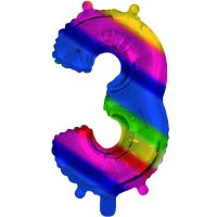 Rainbow Foil 3 Number Air Filled Balloon