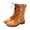 Orange, variant on Ankle Boots for Women Chunky Low Heel Embroidered Floral Print Lace Up Mid Calf Booties