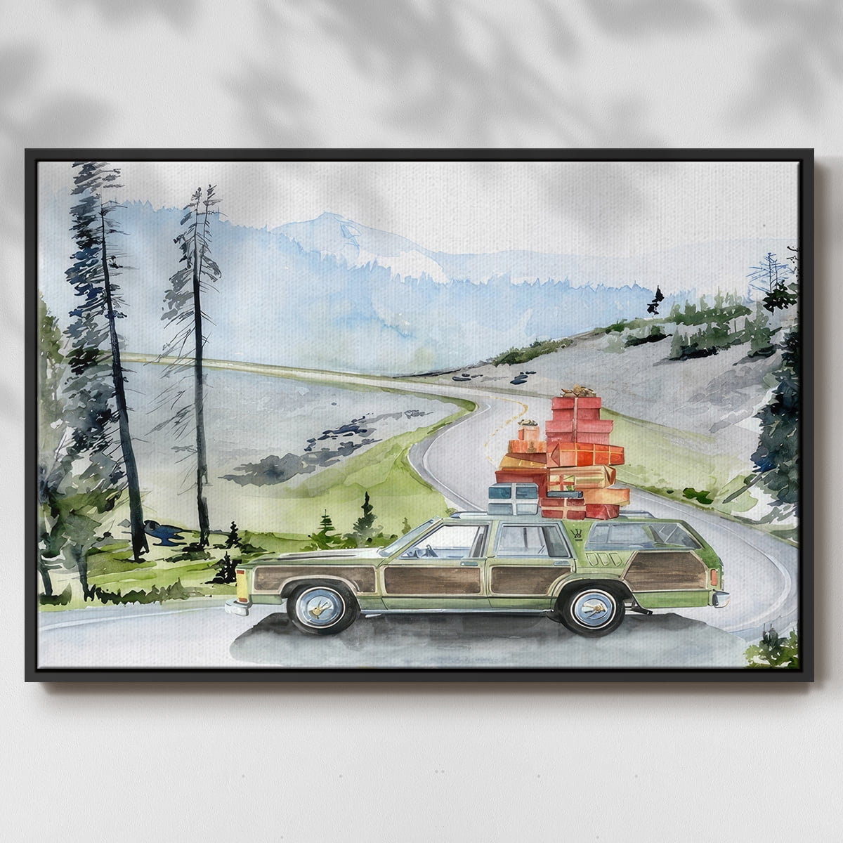 Holiday Vacation II - Framed Gallery Wrapped Holiday Canvas - 27 x 41 - Black Frame