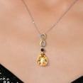 thumbnail image 3 of 925 Silver and 10K Yellow Gold Yellow Citrine, Black Onyx & Lab Grown Diamond Pendant Necklace for Women | 11.16 Cttw | Gemstone November Birthstone | Pear Shape Checkerboard 18X13MM | With 18" Chain, 3 of 6