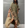 thumbnail image 5 of Robe de Plage Imprimée pour Femmes Manches Courtes Grande Taille Maillot de Bain Cover Ups, 5 of 5