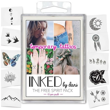 INKED by Dani Free Spirit Temporary Tattoo Pack (Best Ink For Temporary Tattoos)