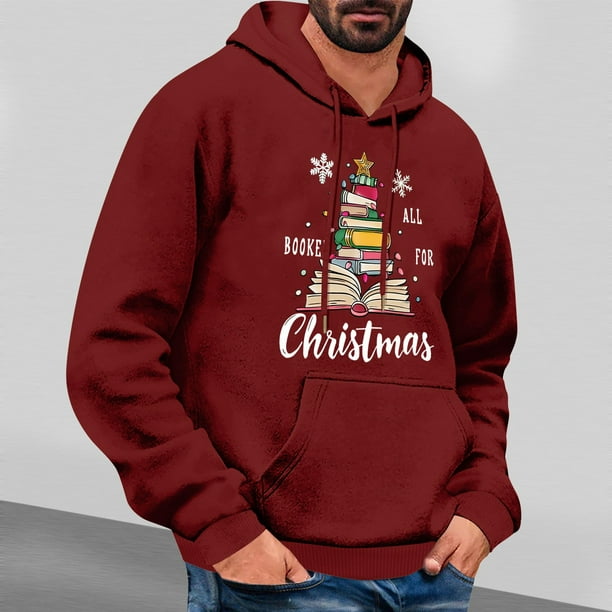 Fiudx Sudadera Navideña con Estampado Elegante, Ligera, de Manga Larga, Transpirable y Cómoda, Ideal para Gimnasio, Correr, Baloncesto, Ropa de Fiesta para Hombre, Ideal para Un Estilo de Vida Activo