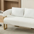 thumbnail image 3 of 51" Modern Loveseat Sofa with Golden Square Leg Design, Teddy Upholstered Couches, Small Sofa Couch for Living Room, Small Space, Dorm, Office, Bedroom, White, 3 of 9