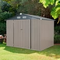 thumbnail image 6 of OC Orange-Casual 8' x 6' FT Outdoor Storage Shed, Metal Garden Tool Shed with Lockable Door, Outside Sheds & Storage Galvanized Steel, Brown, 6 of 9
