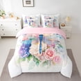 thumbnail image 2 of jejeloiu Rainbow Plant Flowers 7 Pieces Bedding Comforter Set,Kawaii Cute Dragonfly Full Bedding Set For Men Women Reversible, 2 of 8