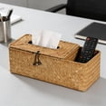 thumbnail image 1 of Straw Woven Tissue Box with Remote Control Storage, Decorative Wooden Storage Organizer for Living Room Coffee Table, Dustproof and Eco-Friendly, 1 of 6