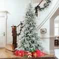 thumbnail image 4 of Patiojoy 8 FT Snow-flocked Artificial Christmas Tree Pre-lit Hinged Xmas Tree with 450 Warm White LED Lights, 4 of 9