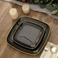 thumbnail image 4 of Efavormart 10 Pack | 7" Black With Gold Rim Square Plastic Dessert Party Plates, Disposable Appetizer Salad Plates, 4 of 11