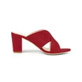 thumbnail image 3 of BLISSFUL STEP Sandales pour Femmes à Talons Blocs à Brides Croisées Mules Sandales à Enfiler Rouge 7, 3 of 7