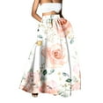 thumbnail image 2 of Baberdicy Maxi Skirt Women Bohemian Floral Print Skirt High Waist Party Beach Big Hem Long Skirts with Pockets, Pink Size: S-2Xl, 2 of 5