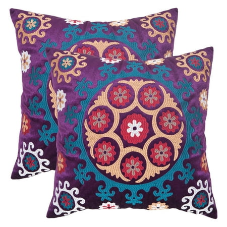 Safavieh Vanessa Decorative Pillows - Gold / Purple - Set of 2
