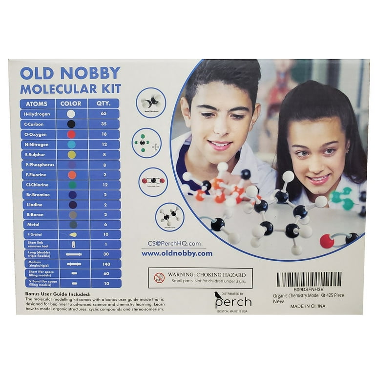 Old Nobby Organic Chemistry Model Kit (239 Pieces) - Molecular Model Student or Teacher Pack with Atoms, Bonds and Instructional