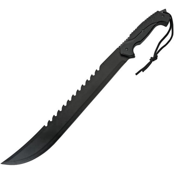 Rite Edge 25 Inch Machete Black Stainless Steel Sawback Blade Full Tang ABS Handle Glass Breaker Sheath Survival Outdoor Cutting Tool