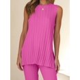 thumbnail image 4 of 2 Pieces Outfits Sleeveless Knit Top & Pants Sets Lounge Long Pajamas Set, 4 of 5