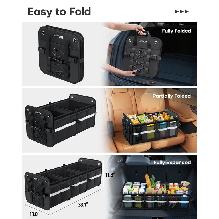 HOTOR Trunk Organizer with Cooler, 3-Compartment Storage photo 2