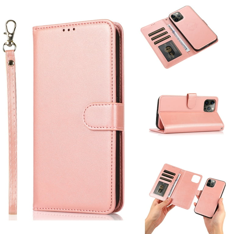 2-IN-1 Magnetic Leather Wallet Case for with MagSafe for iPhone 15 Pro Max  - Rose Gold - HD Accessory