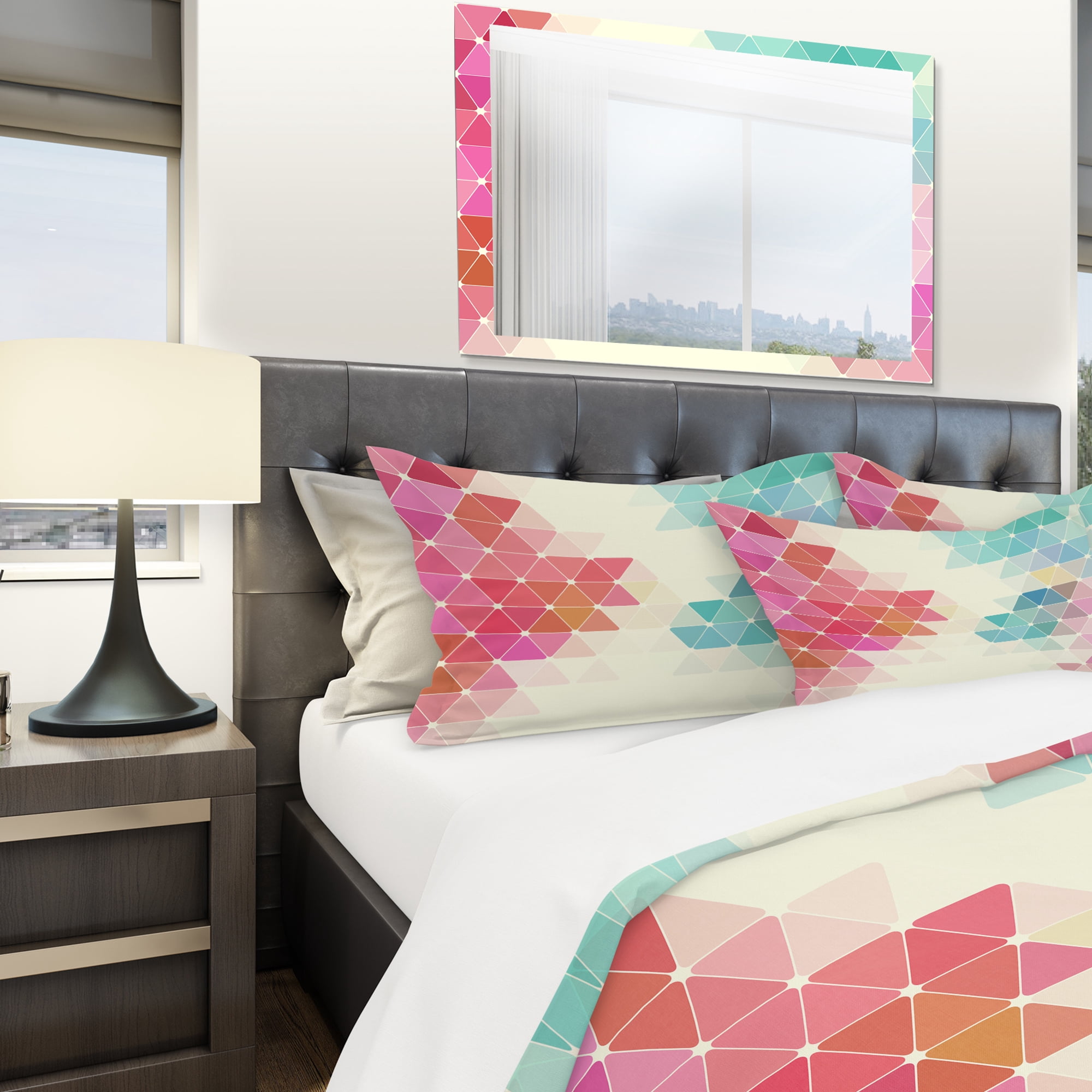 Designart 'Colorful Abstract Geometric Pattern' Modern Duvet Cover Set