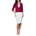 thumbnail image 2 of INSPIRE CHIC Cropped Blazers for Women 3/4 Sleeve Lapel Collar One Button Suit Jacket Blazer Business Casual XS Wine Red, 2 of 5