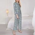 thumbnail image 3 of Fuzoiu Sleep Rabbit Print Women's Long-Sleeved Pajama,Lounge Button Down Nightwear,Womens Notch Collar Pajama Set-Large, 3 of 7