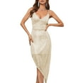 thumbnail image 1 of Labymos Robe à Sequins pour Femmes Sans Manches Bretelles Spaghetti Réglables Robe de Soirée Irrégulière, 1 of 7