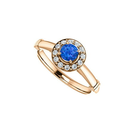 .75 ct. t.w. Sapphire CZ Halo Ring in 14K Rose
