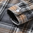 thumbnail image 6 of Men's Casual Patchwork Plaid Button Down Hooded Long Sleeve Shirt Top Polycotton Comfort Fit Shacket Jacket Office Streetwear Travel Outfits Essential Gift | JASKFLY,Gray L, 6 of 9